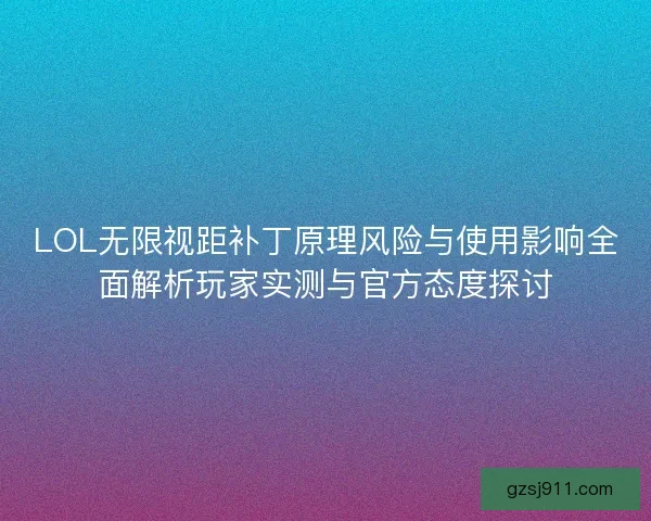 LOL无限视距补丁原理风险与使用影响全面解析玩家实测与官方态度探讨
